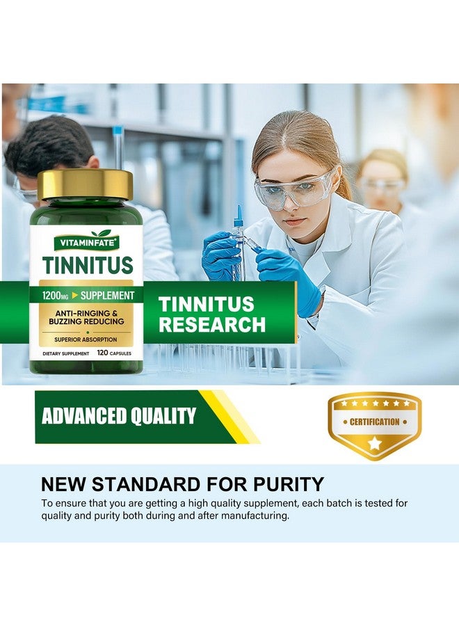 VITAMINFATE VITAMINFATE Tinnitus Relief for Ringing Ears Supplement 1200mg - 120 Capsules | Supports Ear Health & Hearing Wellness | Reduces Tinnitus Symptoms  - Image 4