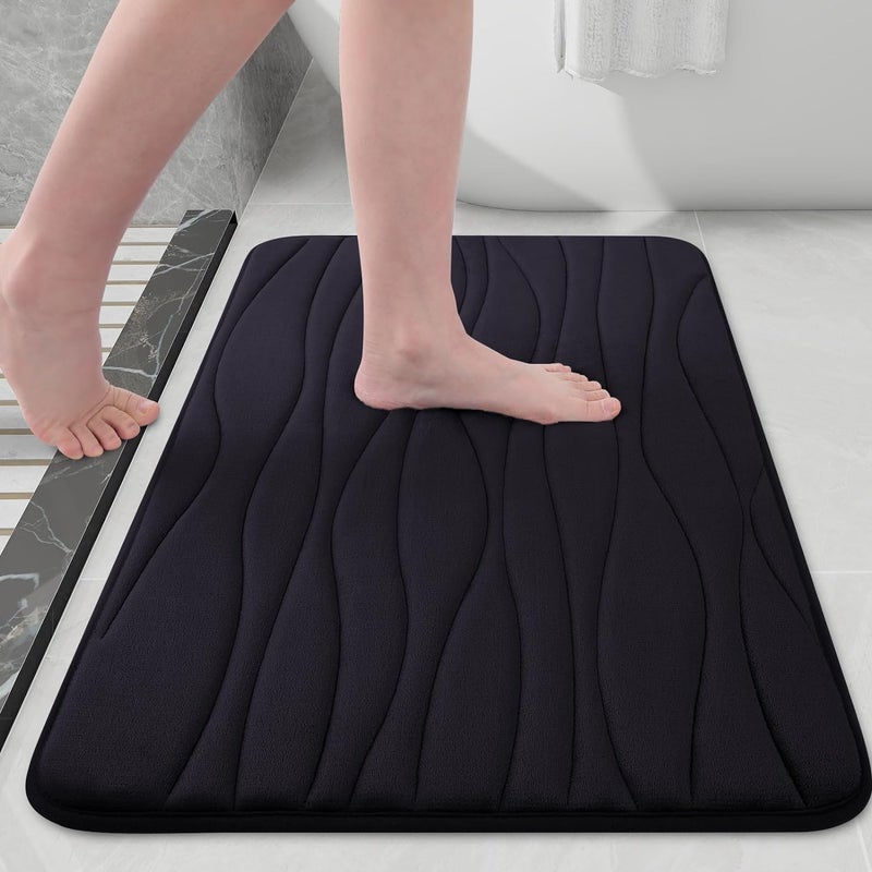 Buganda Nonslip Bathroom Bath Mats, Stylish Doormat Water Absorbent, Fast Dry, Soft and Comfortable Stylish Bathmat/Doormat (Black, 17x24 inch) - Image 1
