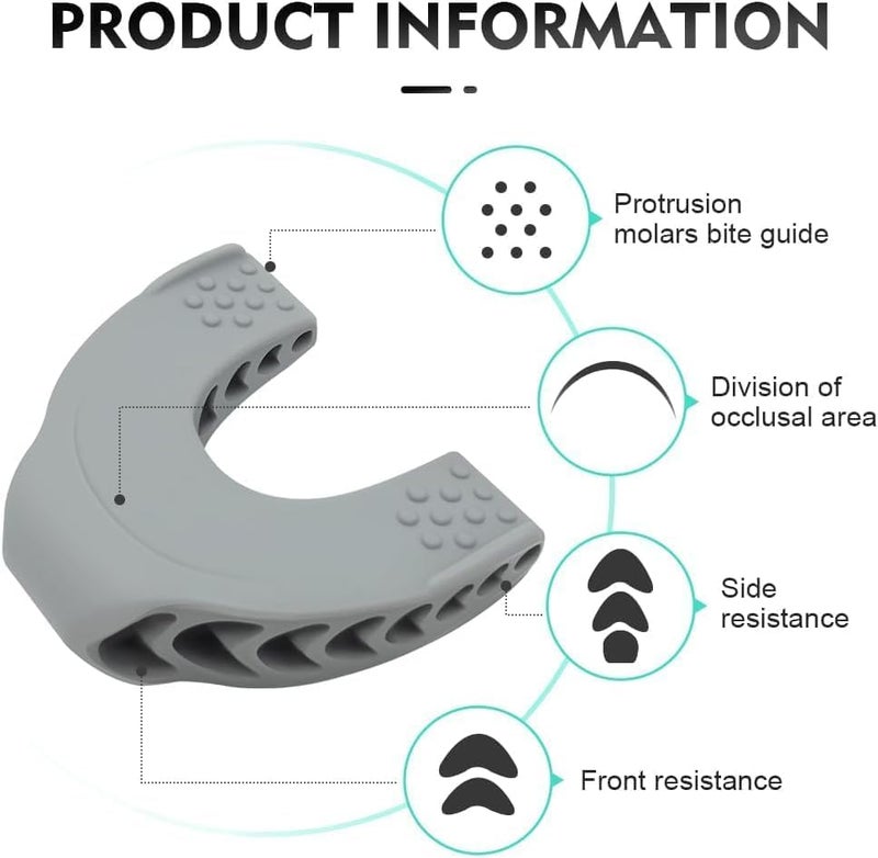 QEWINOX QEWINOX Premium Facial Exerciser Jawline Exerciser Tool for Men and Women Tighten Tone Strengthen Target your jawline chin lips and cheekbones Food grade Silicone Sky Blue Pack of 1 Jawline Primium Ushape  - Image 4