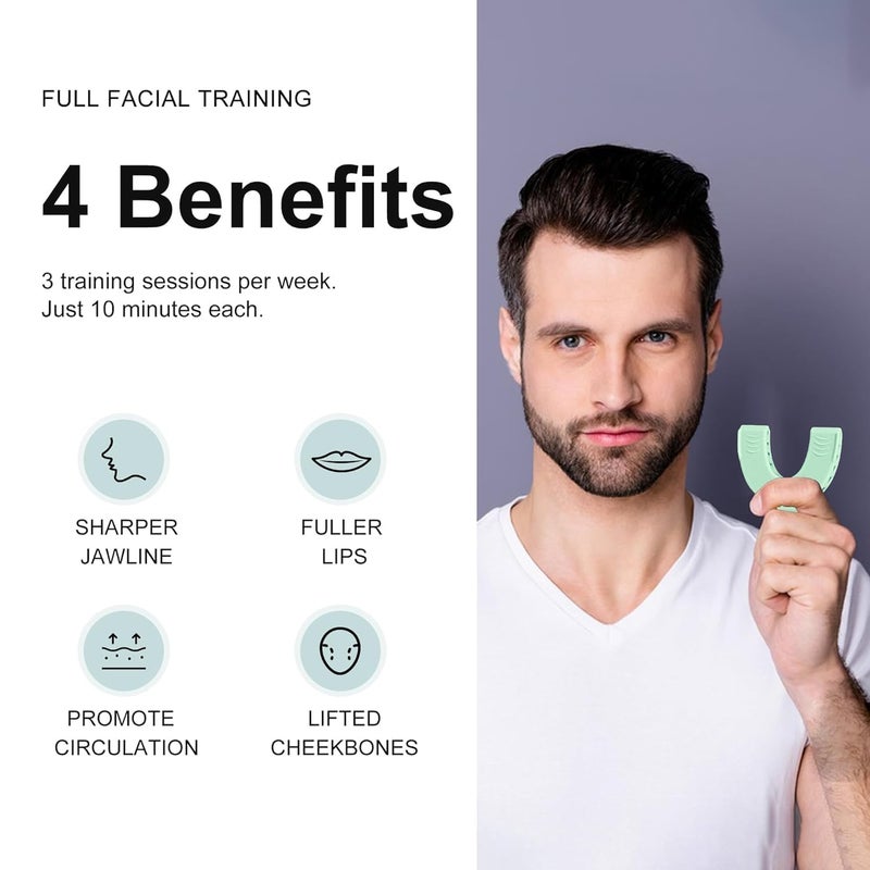 QEWINOX QEWINOX Premium Facial Exerciser Jawline Exerciser Tool for Men and Women Tighten Tone Strengthen Target your jawline chin lips and cheekbones Food grade Silicone Sky Blue Pack of 1 Jawline Primium Ushape  - Image 3