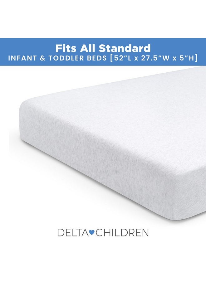 Delta CHILDREN - Delta Children Crib Sheet Set, 4 Pack, Soft and Breathable 100% Jersey Knit Fitted Sheet Set, Crib Sheets for Baby Boys and Girls, Grey - Image 1