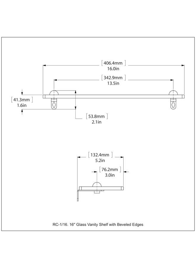 Allied Brass RC-1/16 16 Inch Vanity Beveled Edges Glass Shelf, Matte Gray - Image 2