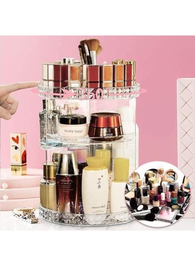 حقيبة تخزين لمستحضرات التجميل قابلة للتعديل بزاوية 360 درجة لتخزين مستحضرات التجميل بسعة كبيرة مصنوع من الأكريليك شفاف - Image 2