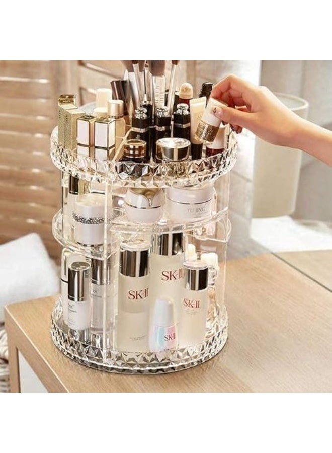 حقيبة تخزين لمستحضرات التجميل قابلة للتعديل بزاوية 360 درجة لتخزين مستحضرات التجميل بسعة كبيرة مصنوع من الأكريليك شفاف - Image 4