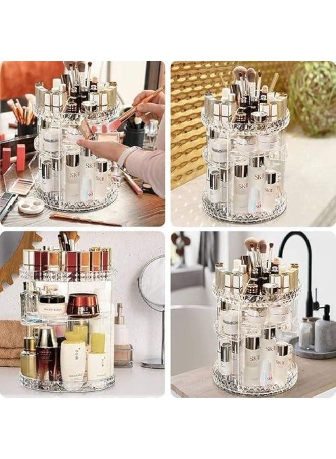 حقيبة تخزين لمستحضرات التجميل قابلة للتعديل بزاوية 360 درجة لتخزين مستحضرات التجميل بسعة كبيرة مصنوع من الأكريليك شفاف - Image 3