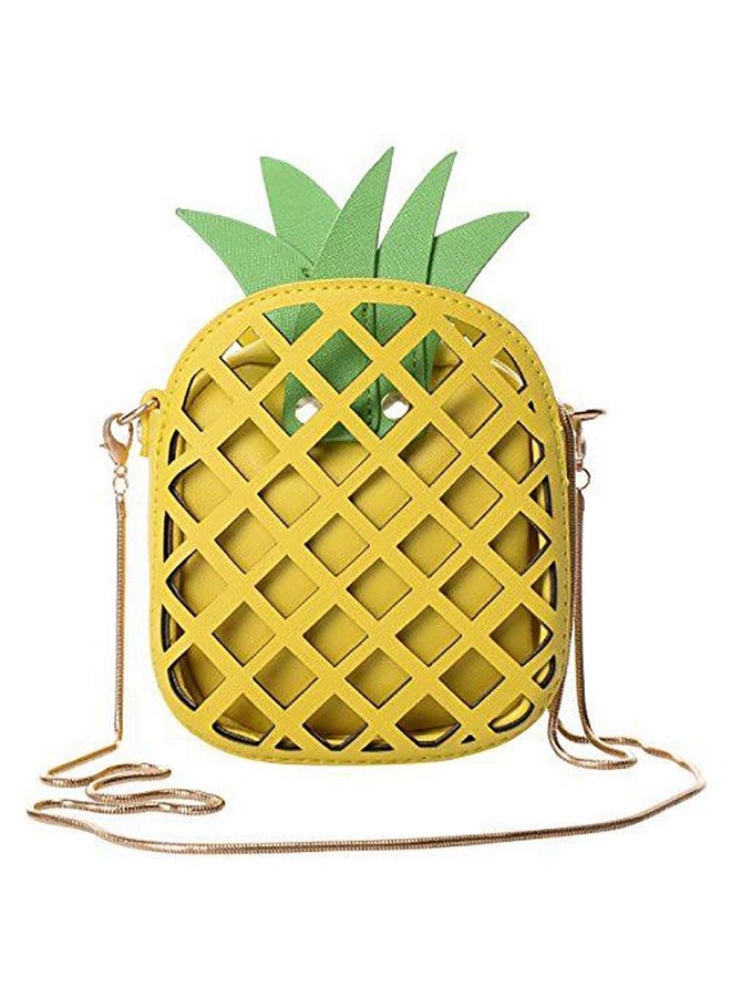 QZUnique Fruit Shape Handbag Pu Crossbody Metal Chain Shoulder Bag Adjustable Strap Clutch Jelly Purse Pineapple - Image 1