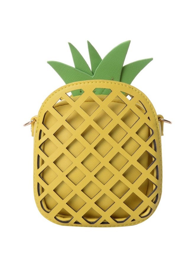 QZUnique Fruit Shape Handbag Pu Crossbody Metal Chain Shoulder Bag Adjustable Strap Clutch Jelly Purse Pineapple - Image 3