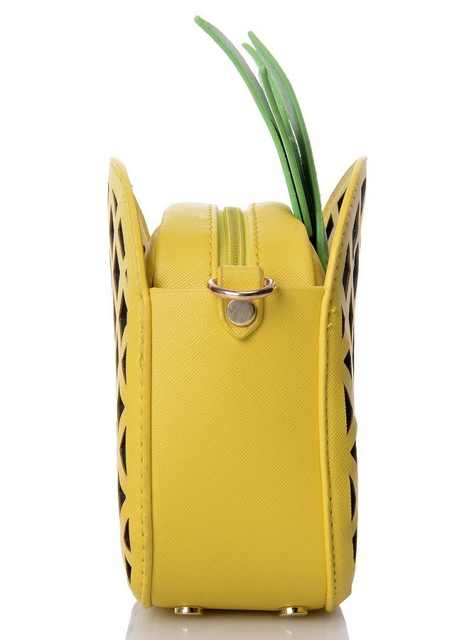 QZUnique Fruit Shape Handbag Pu Crossbody Metal Chain Shoulder Bag Adjustable Strap Clutch Jelly Purse Pineapple - Image 2