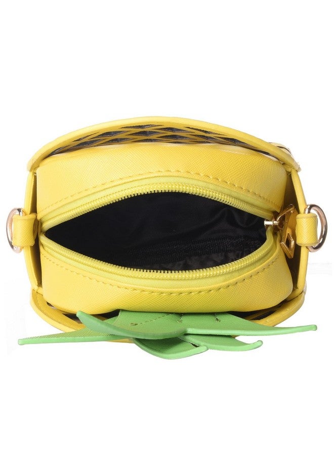 QZUnique Fruit Shape Handbag Pu Crossbody Metal Chain Shoulder Bag Adjustable Strap Clutch Jelly Purse Pineapple - Image 5