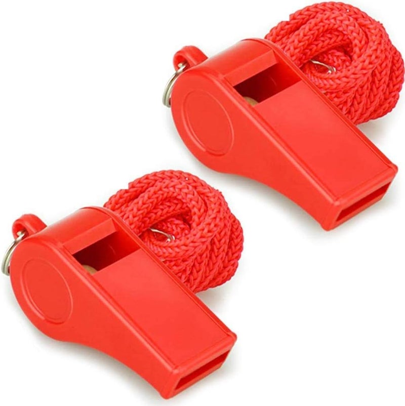 FYA Whistle, Red Emergency Whistle with Lanyard, 2PCS Super Loud Plastic Whistles Perfect for Self-Defense, Lifeguard and Emergencies - Image 1