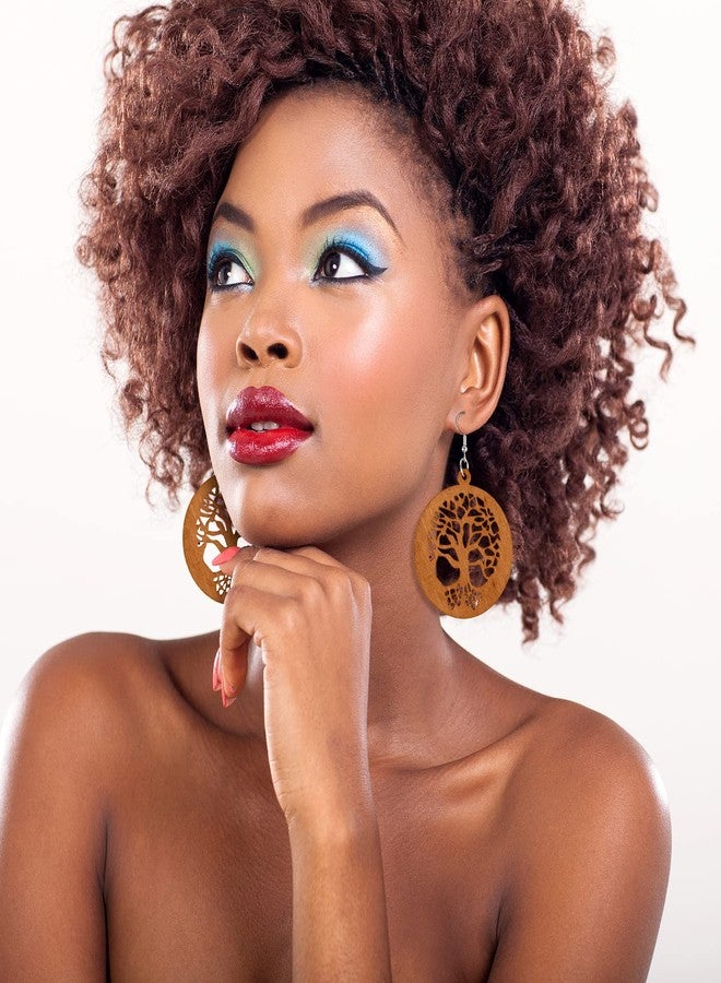 ميتلي مجموعة أقراط متدلية خشبية أفريقية من إم تي لي، 20 زوجًا، خفيفة الوزن، بتصميم عرقي، أقراط هندسية خشبية للنساء (نمط كلاسيكي). - Image 4