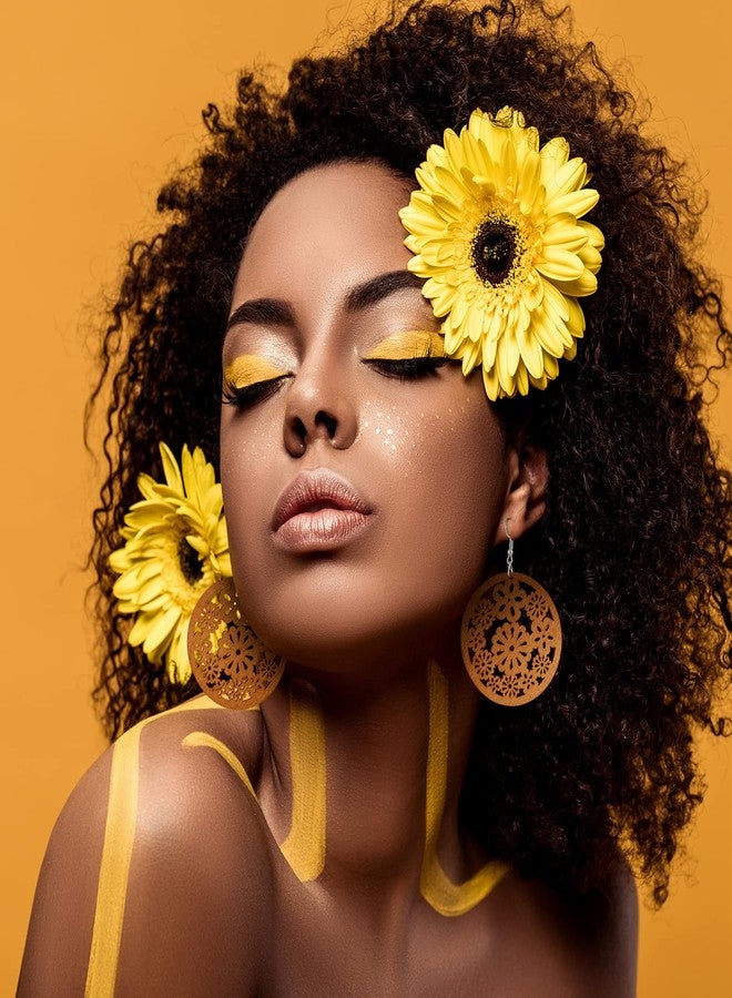 ميتلي مجموعة أقراط متدلية خشبية أفريقية من إم تي لي، 20 زوجًا، خفيفة الوزن، بتصميم عرقي، أقراط هندسية خشبية للنساء (نمط كلاسيكي). - Image 3