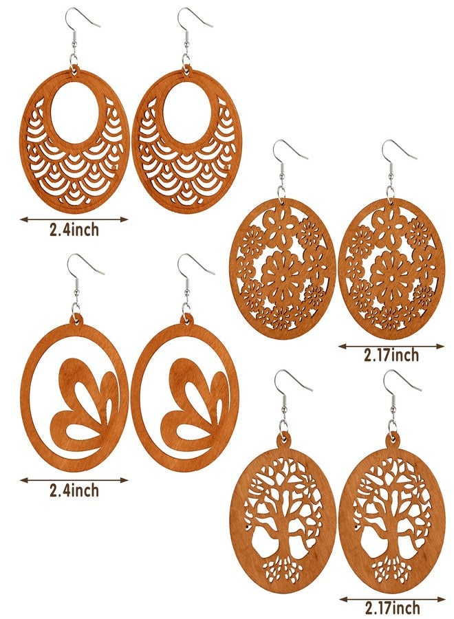 ميتلي مجموعة أقراط متدلية خشبية أفريقية من إم تي لي، 20 زوجًا، خفيفة الوزن، بتصميم عرقي، أقراط هندسية خشبية للنساء (نمط كلاسيكي). - Image 2