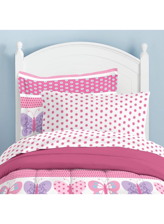 Dream Factory Butterfly Dots Ultra Soft Microfiber Girls Comforter Set, Pink, Full - Image 3