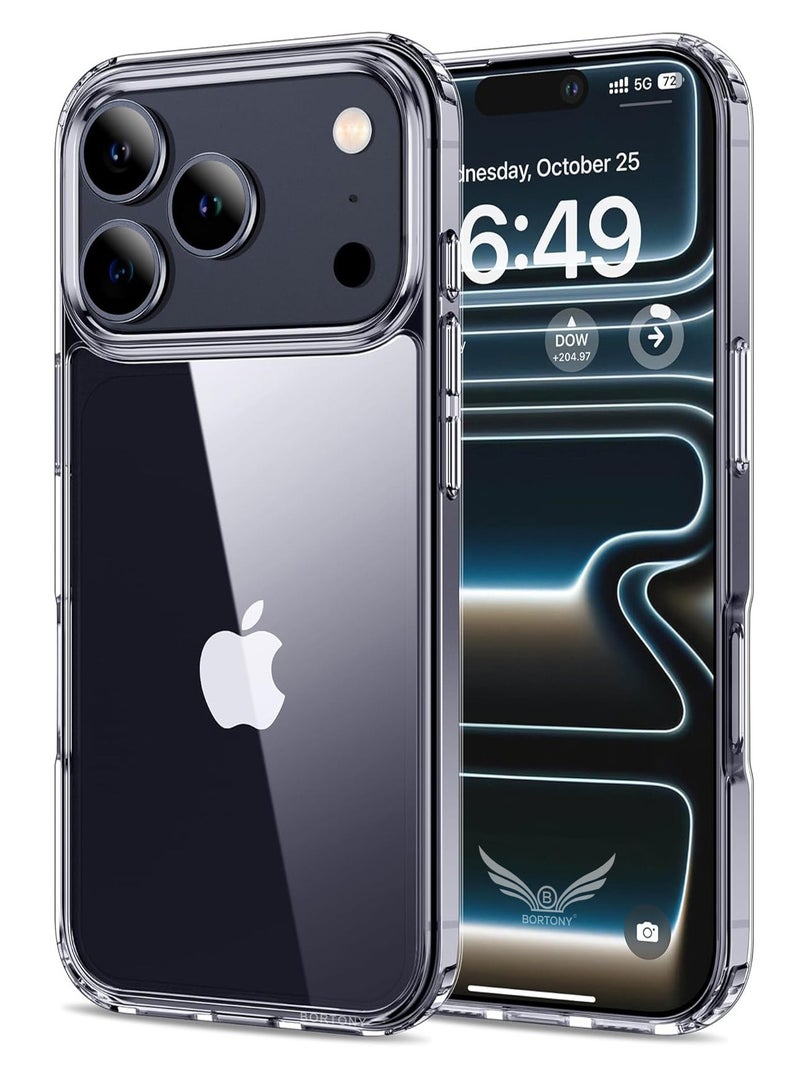 بورتوني جراب iPhone 17 Pro Max غير قابل للاصفرار، غطاء هاتف مقاوم للصدمات لهاتف iPhone 17 Pro max، غطاء شفاف كريستالي مضاد للخدش لهاتف iPhone 17 Pro max مقاس 6.9 بوصة - Image 1