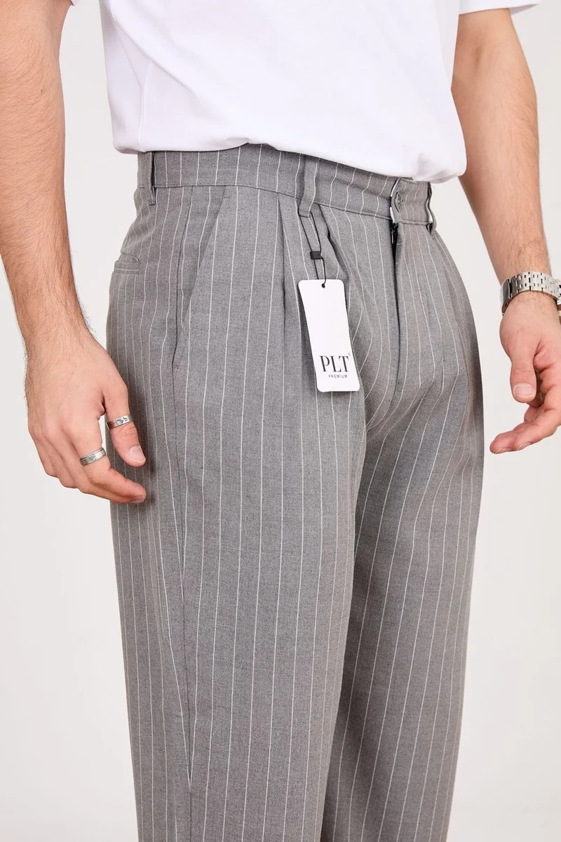 كوول تارز Cool Style Pinstripe Baggy Fabric Trousers