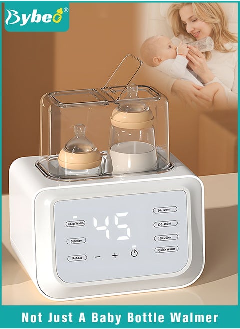 8 In 1 Baby Bottle Warmer & Sterilizer & Electric Baby Food Makerr & Milk Heater Defrost with Timer, Accurate Temperature Control, LCD Display, Night Light, Sterilizing, For Double Bottles Milk Warmer
