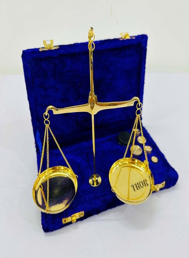 THOR INSTRUMENTS Vintage Brass Apothecary Scale with Purple Box Weight Scale Home Decor Antique Weight Balancing Scale Taraju Showpiece Levels Measuring Tool with Weight Balance - Image 4