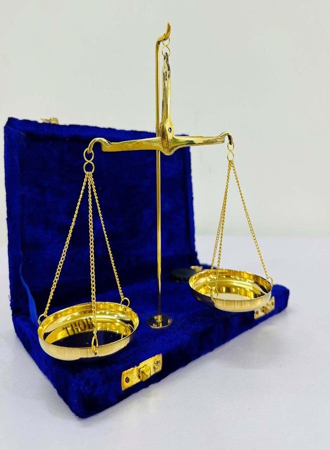 THOR INSTRUMENTS Vintage Brass Apothecary Scale with Purple Box Weight Scale Home Decor Antique Weight Balancing Scale Taraju Showpiece Levels Measuring Tool with Weight Balance - Image 1