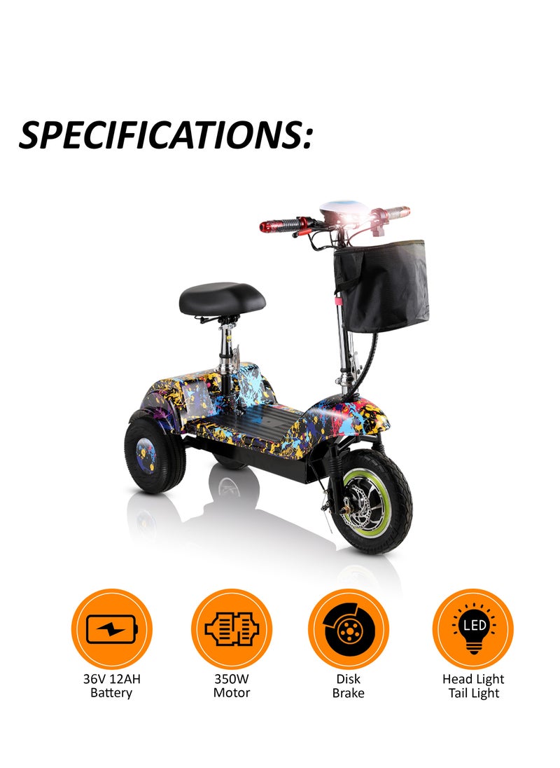 MYTOYS Mytoys Electric Scooter MT540 350W Brushless Motor Max Speed 35Km/H Drive, Three Gear 12Inch Tire in Front, Rear Flashing Turn Signals, Folding Commuting Scooter 36V 12Ah Lead Acid Battery  - Image 3