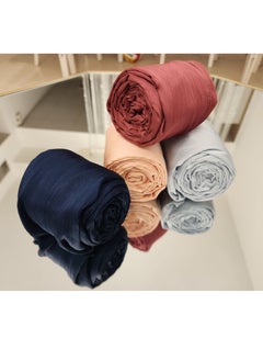 Maple's Pleated Muna Satin Hijab (Pack Of 4pcs)  - Image 1