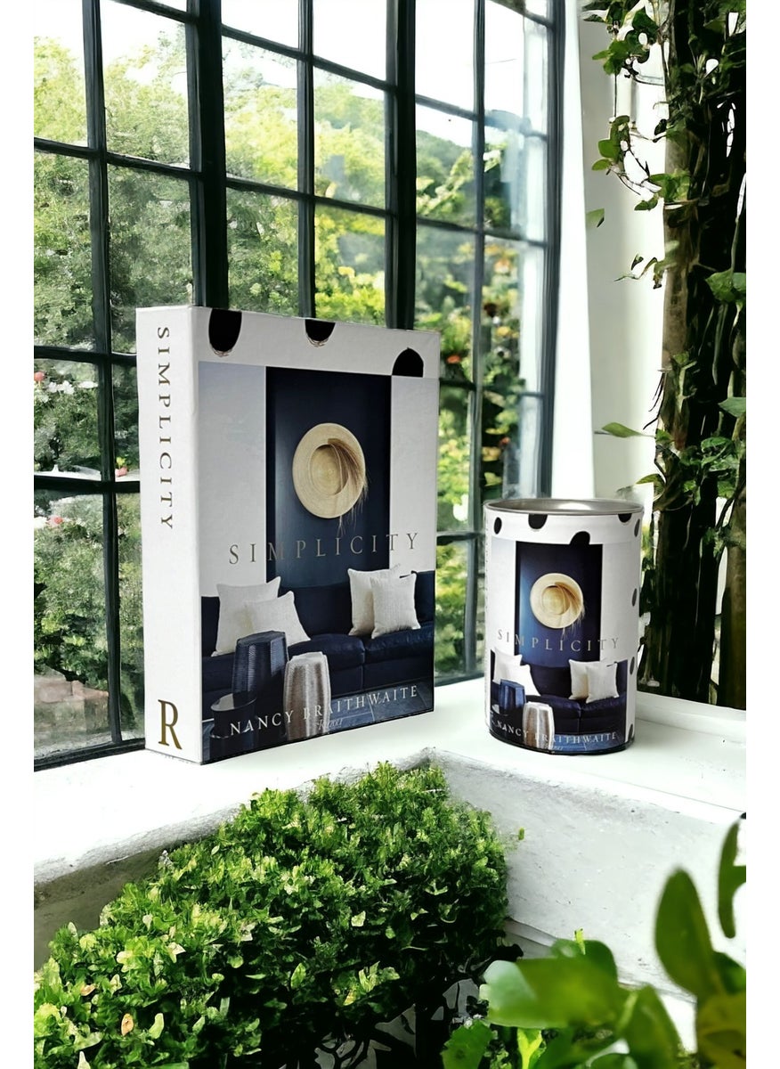 Saccura Dekor Decorative Book Box Simplicity Blue Box & Cylinder Box Set of 2  - Image 3