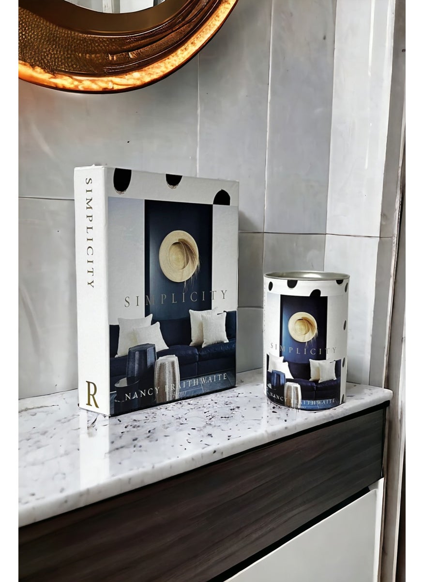 Saccura Dekor Decorative Book Box Simplicity Blue Box & Cylinder Box Set of 2  - Image 4