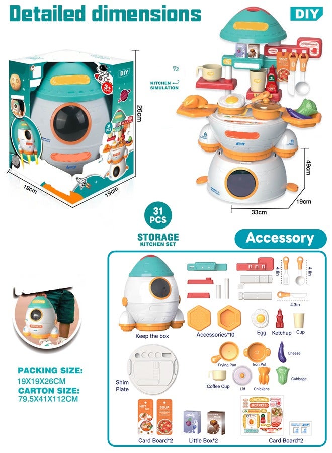 Kitchen Toys, 31pcs Kitchen Toy Set,Toys Learning  Education,Basic  Life Skills Toys,Cultivate children's basic life skills toy kitchen role play toys children's role play indoor DIY kitchen toy gam - Image 2