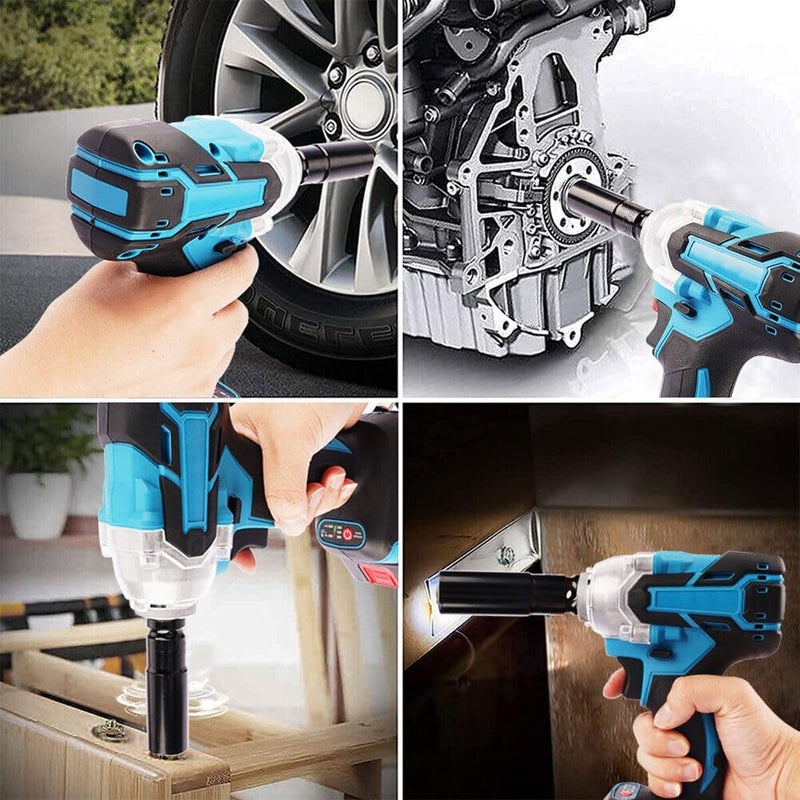 Impact Wrench, 1/2" Heavy-Duty Cordless Impact Wrench Kit With 2 Batteries For Car Tire Repair And Home Diy Projects, Carry Case, Blue - Image 2