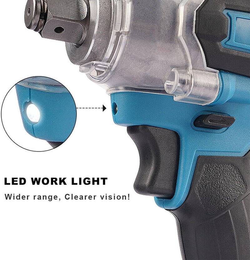 Impact Wrench, 1/2" Heavy-Duty Cordless Impact Wrench Kit With 2 Batteries For Car Tire Repair And Home Diy Projects, Carry Case, Blue - Image 3