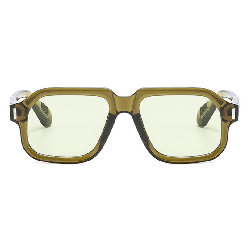 willochra Trendy Square Pilot Sunglasses Women Designer Rivets Shades Eyewear Men Irregular Sun Glasses Female UV400 F27 (green) - Image 1