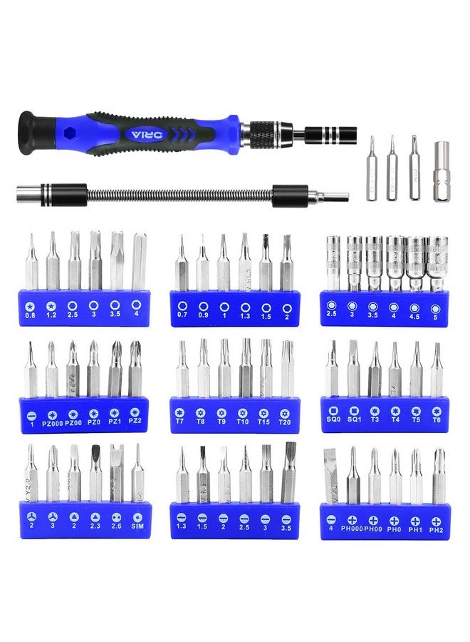 ORIA Precision Screwdriver Set, 60 in 1 Small Screwdriver Set with 56 Precision Bits, Portable Repair Tool Kit, Magnetic Screw Driver Kit with Extension Rod for Smartphone, PC, Watch,Toys, Blue - Image 2