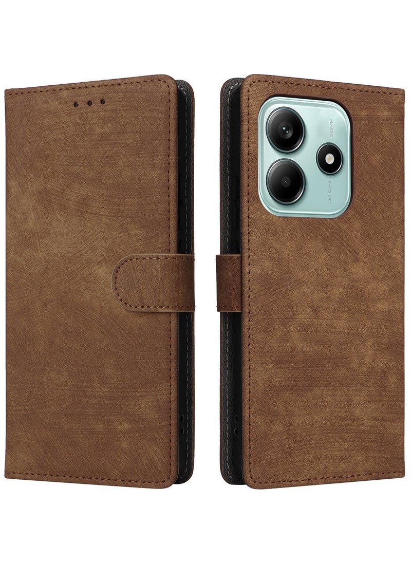 Generic For Xiaomi Redmi Note 14 5G / Xiaomi POCO M7 Pro 5G Cover with Hand Strap, PU Leather Full Body Protection Shockproof Flip Mobile Cover, RFID Anti-theft Brush Folio Wallet Case  - Image 3