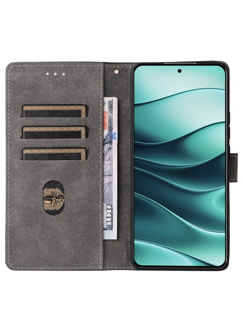Custodia A Libro In PU Per Xiaomi Poco M7 Pro 5G: Cover Portafoglio Con 3 Slot Per Carte, Chiusura Magnetica E Supporto, Motivo Farfalla Oro