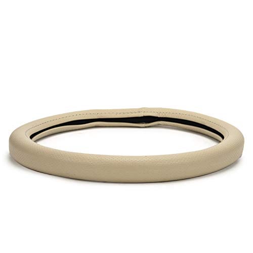 Zapcart Faux Leather Extra Grip 108 Flat Bottom D-Shape Anti-Slip Steering Wheel Cover Compatible with Tata Altroz, Beige - Image 3