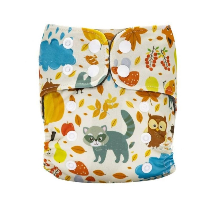 MOMSARC Cotton Printed Cloth Diapers for Babies | High-Absorbent Nappies with Quick Dry Pad + 1 Insert Pad | Adjustable & Washable for 250+ times | (0-3 Years,Beige,Pack of 1) - Image 1