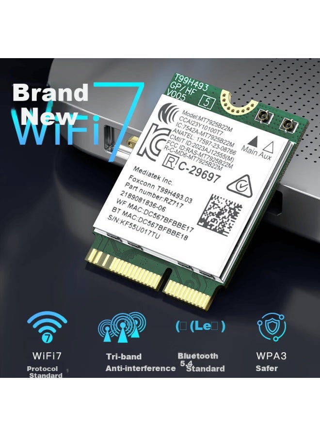 Edup Wifi7 Wireless Network Card Mt7925 Compatible With Amd Tri-band 6500m Desktop Laptop Built-in M.2 Wifi Receiver Wireless Bluetooth 5.4 Dual Mode - Image 1