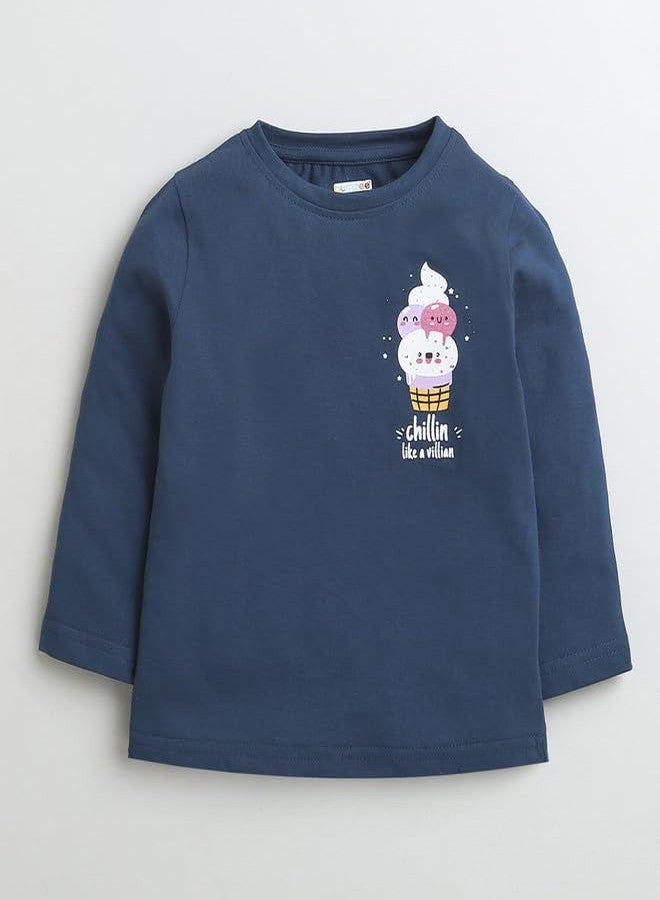 BUMZEE Navy & Red Girls Full Sleeves Cotton T-Shirts Pack of 2 Age - 3-6 Months (Peb9926B-nbl.red) - Image 4