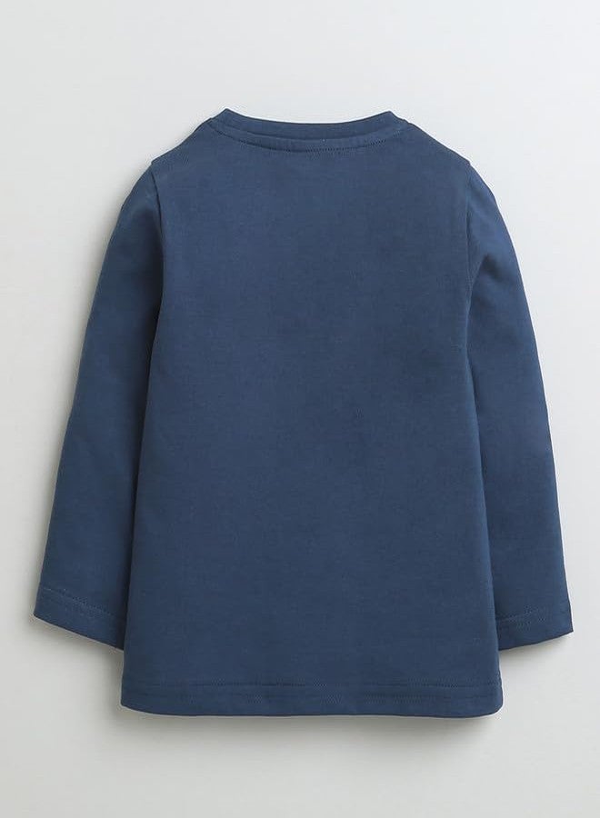 BUMZEE Navy & Red Girls Full Sleeves Cotton T-Shirts Pack of 2 Age - 3-6 Months (Peb9926B-nbl.red) - Image 5