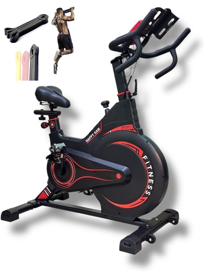 Home exercise bike for muscle strengthening with adjustable height (red). (Includes free black resistance band) - Image 1
