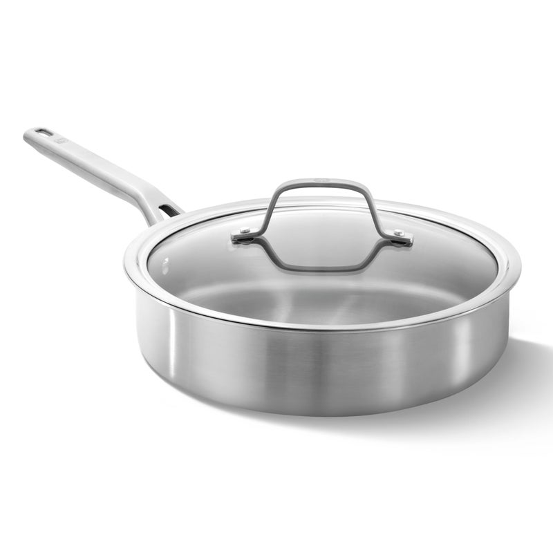 Calphalon Brushed 3-Ply Stainless Steel Cookware Set w/Turbo Heat Tech 3Qt SautÃ© Pan with Lid, Induction, Oven Safe 450F, Brushed Stainless Silver - Image 1
