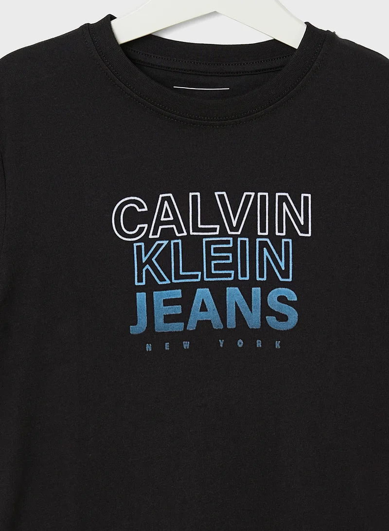 Calvin Klein Jeans Youth Gradient Flock Logo T-Shirt