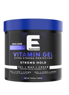 Elegance Elegance-E Series Vitamin Gel - Blue 1000ml: Strong Hold, Flake-Free, Enriched with Pro-VB-5 for Long-Lasting Shine and Volume 