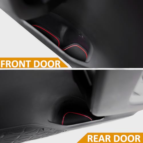 TOPINSTALL Accessorize Interior Liners Compatible with 2019-2024 2025 Toyota RAV 4/2021-2025 RAV4 Prime, Anti Dust Cup Holder Insert, Premium Center Console Rubber Mat, Door Pocket Pad- 16PCS Red Trim - Image 4