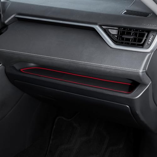 TOPINSTALL Accessorize Interior Liners Compatible with 2019-2024 2025 Toyota RAV 4/2021-2025 RAV4 Prime, Anti Dust Cup Holder Insert, Premium Center Console Rubber Mat, Door Pocket Pad- 16PCS Red Trim - Image 5