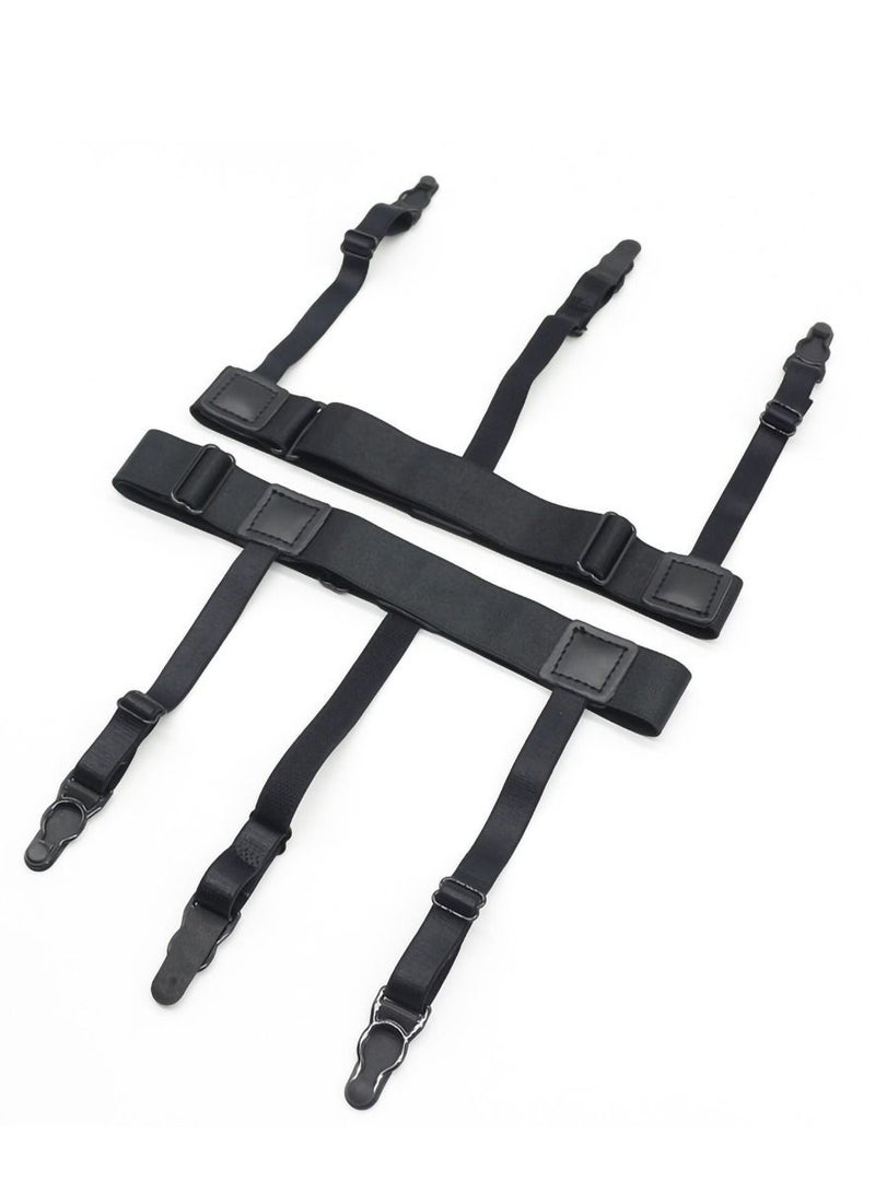 KASTWAVE Shirt Holder for Men Adjustable Elastic Shirt Garter Belt Shirt Holder with Anti-Slip Locking Clip Holder for Shirt Pleating and Fixing the Position of Men's Shirts - Image 1