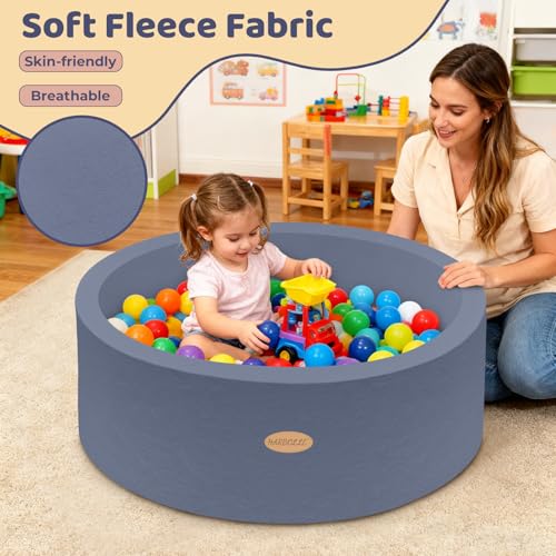 HARBOLLE 354 Soft Fleece Ball Pit Playpen for Toddlers Babies IndoorOutdoor Kids Foam Play Center for Boys Girls Blue - Image 5