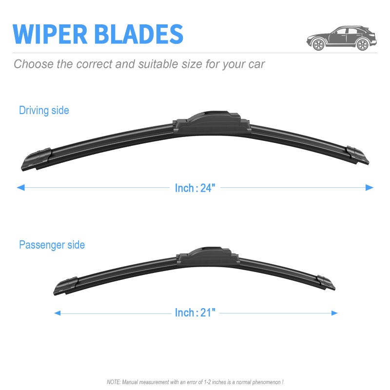 GavimnalÂ® 24"+21" Silicone Wiper Blades Replacement For Dodge Charger Chrysler 300 2012-2023/Mitsubishi Outlander 2007-2014/Chevy Camaro 2010-2015,All-Season Front Windshield Wiper Blades(Set of 2) - Image 5