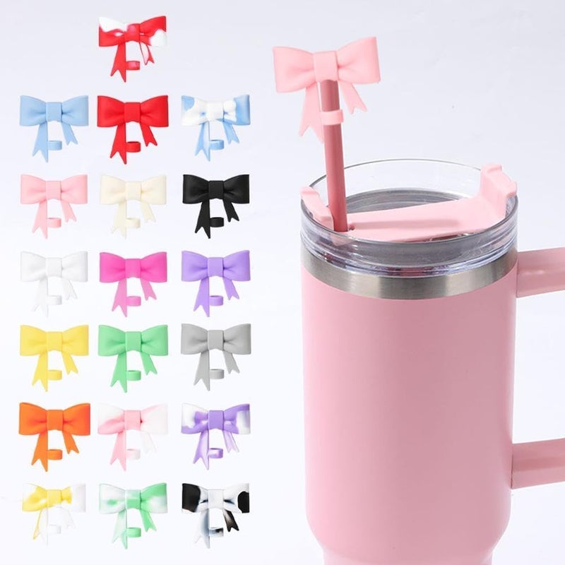 GANPUB Blue White Bow Cover for Stanley 40&30 Oz Cup  10mm Silicone Covers Cap  Straw Stopper for Reusable Tumblers Tip Lids  Cute Topper  - Image 3