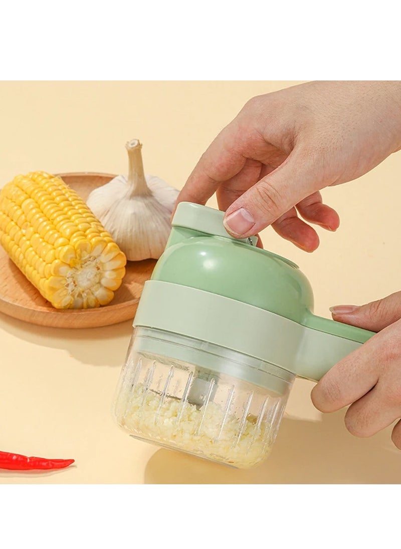 4 in 1 Handheld Electric Vegetable Cutter Set, Mini Hand-held Wireless Electric Garlic Mud Masher Chopper, Mixer Auxiliary Food Slicer Dicer for Garlic Pepper Chili Onion